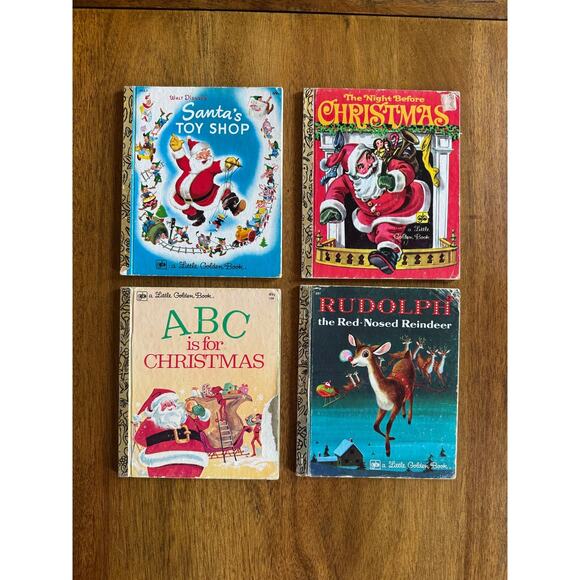 Little Golden Books Other - Vintage Little Golden Books Christmas Lot Disney Rudolph Santa 4 Books